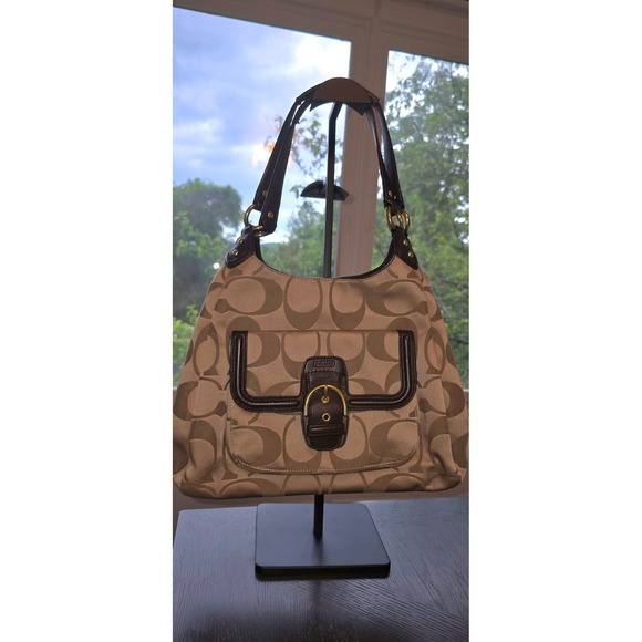 Coach Campbell Signature Hobo‎ Satin Canvas Shoulder Bag - Picture 1 of 6